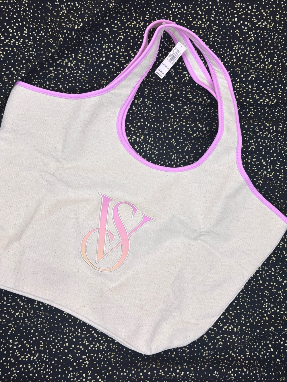 Victoria's Secret Cream Tote w/ Pink and Peach ombre lining NWT